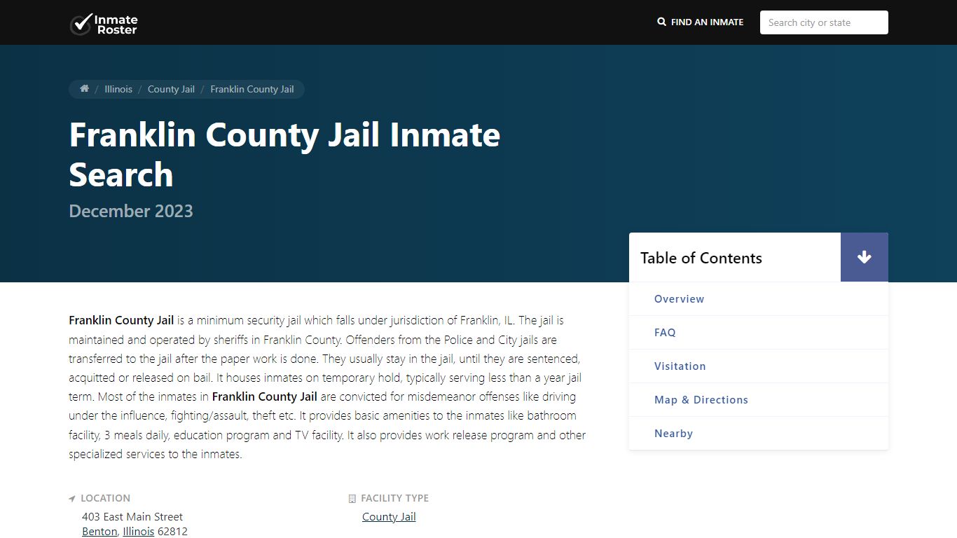 Inmate Search | Franklin County Jail - Benton, IL