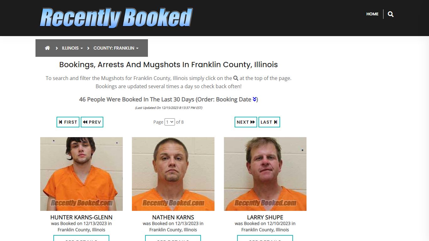 Recent bookings, Arrests, Mugshots in Franklin County, Illinois