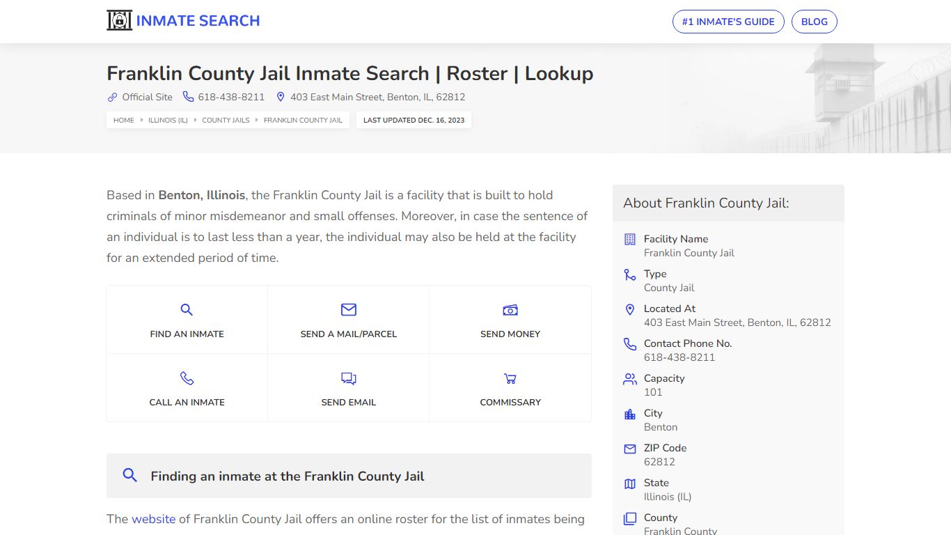 Franklin County Jail Inmate Search | Roster | Lookup